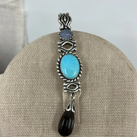 Set of Two 💙 Sincerely Southwest Sterling Silver Turquoise Pendants - Picture 12 of 16